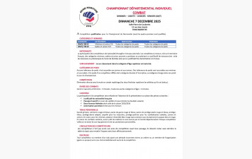 Programme Championnat départemental de Karaté Combat